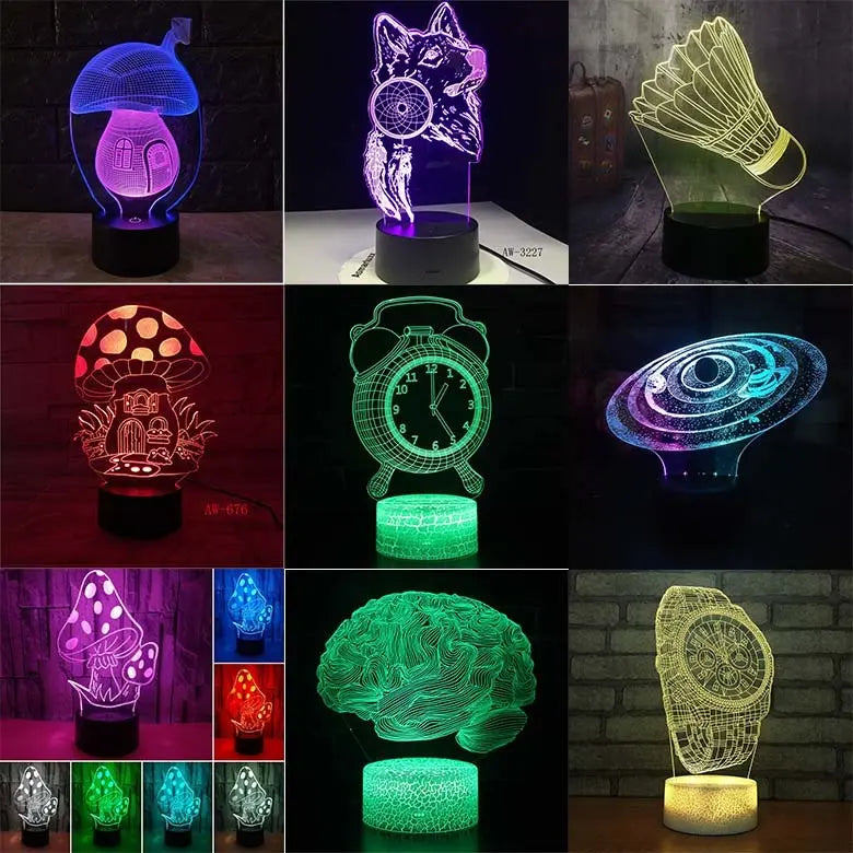 3D colorful LED desk lamp with touch and remote control features, perfect for modern home decor and study rooms