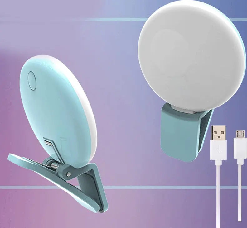 INELECTRON ™ - Mini Fill Light For Beauty Selfie Round Live Clip External LED Mini Small Q Mobile Phone Selfie Fill Light