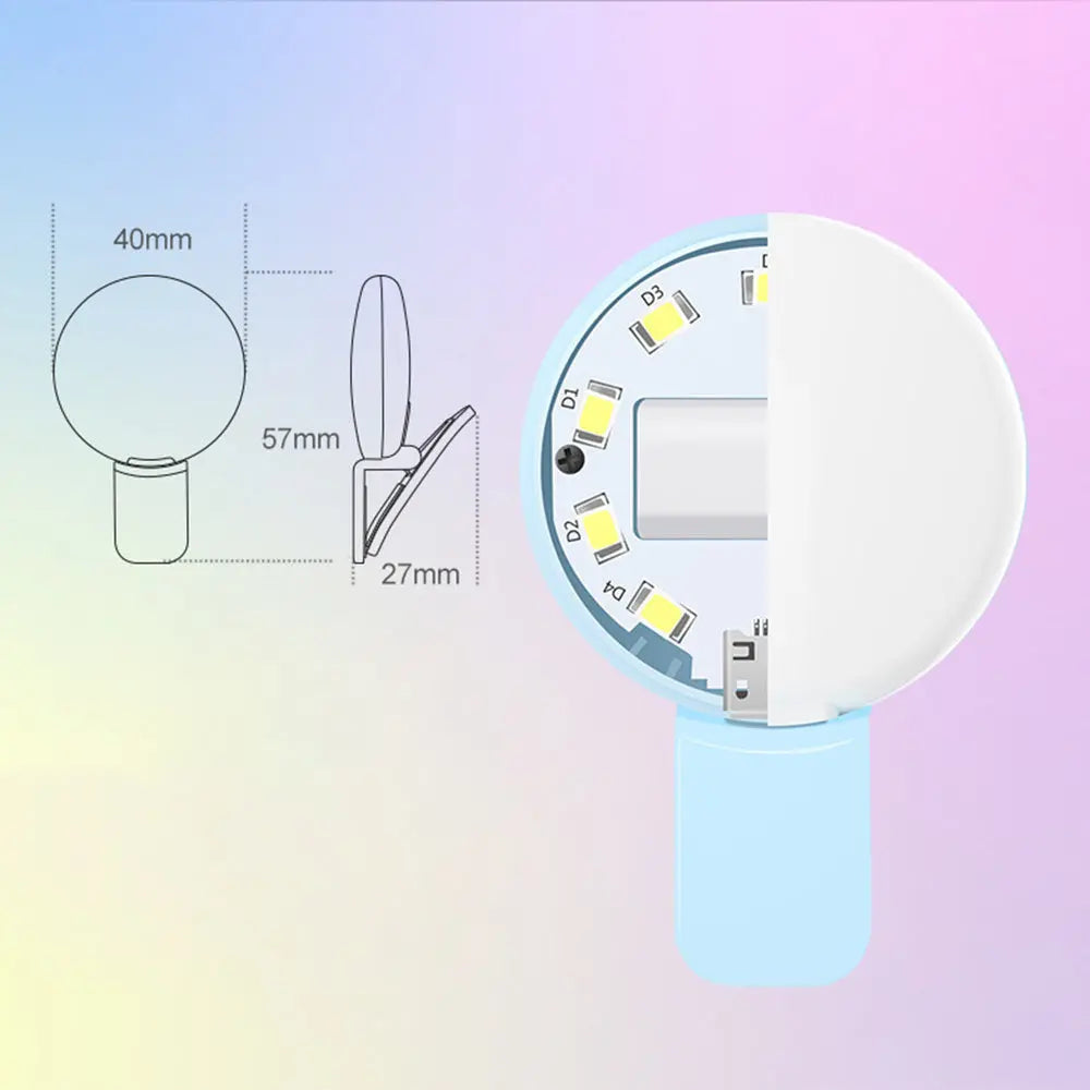 INELECTRON ™ - Mini Fill Light For Beauty Selfie Round Live Clip External LED Mini Small Q Mobile Phone Selfie Fill Light