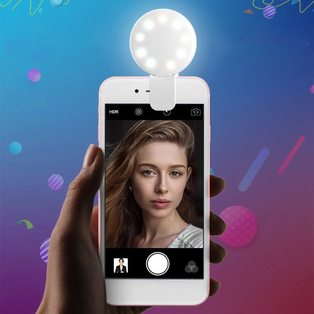 INELECTRON ™ - Mini Fill Light For Beauty Selfie Round Live Clip External LED Mini Small Q Mobile Phone Selfie Fill Light