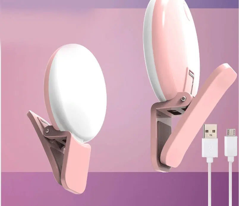 INELECTRON ™ - Mini Fill Light For Beauty Selfie Round Live Clip External LED Mini Small Q Mobile Phone Selfie Fill Light