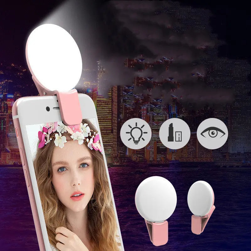 INELECTRON ™ - Mini Fill Light For Beauty Selfie Round Live Clip External LED Mini Small Q Mobile Phone Selfie Fill Light