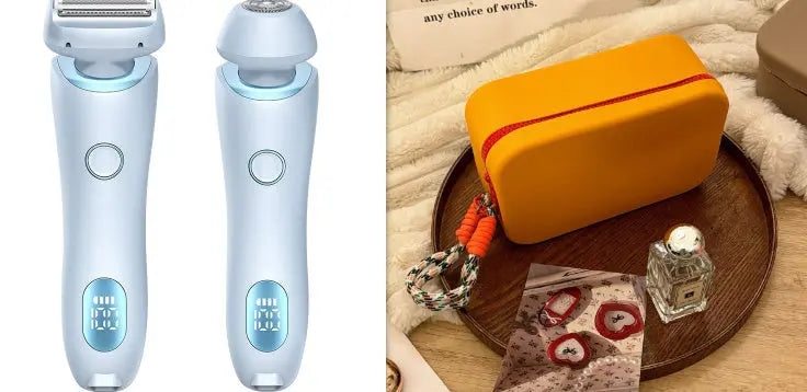 Waterproof electric razor in blue for wet and dry shaving