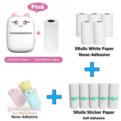 Mini Photo Pocket Printer Portable Ink-Free Thermal 57Mm Sticker Trans Paper Wireless BT 200Dpi Android IOS Printing Machine