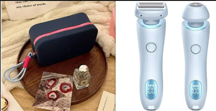 Waterproof electric razor in blue for wet and dry shaving
