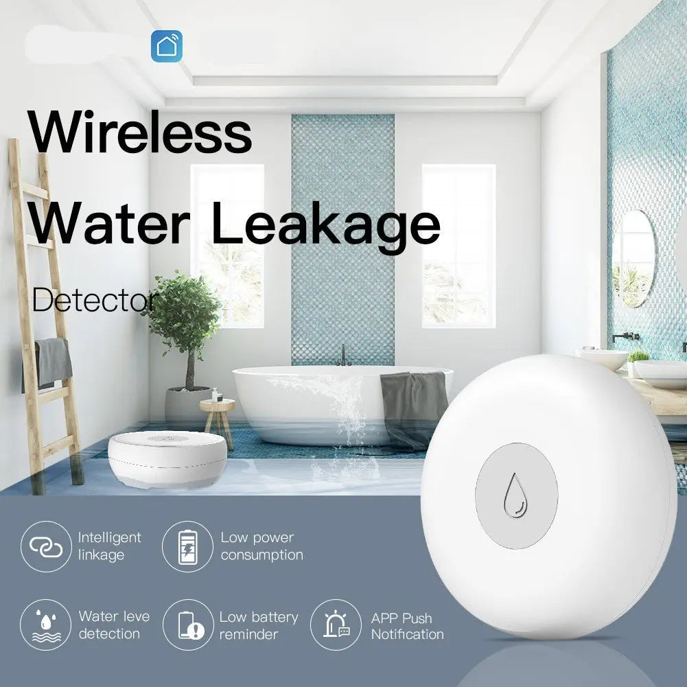 Smart Zigbee Water Leak Detector Sensor with Wireless App Alerts – Compact Water Level Alarm for Home
